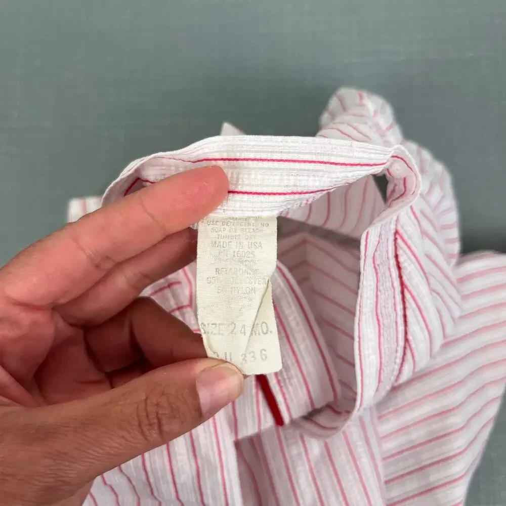 Vintage Red Striped Baseball Pajama Set 24 Months USA